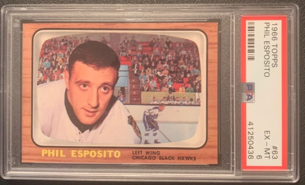 1966 Topps #63 Phil Esposito Chicago Blackhawks PSA EX-MT 6