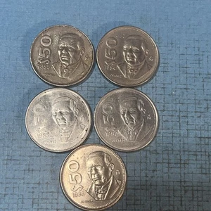 5-Mexico 50 Pesos Coin – Benito Juárez – 2-1988 1990 1985 1984 - Photo 1/2