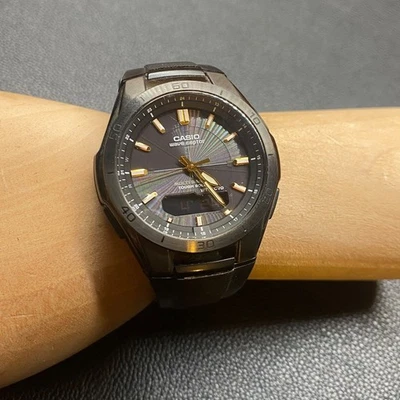 Casio WVA-M640 Tough Solar Black Dial Radio Wave Men's Watch Silver Tone - image 1 of 4