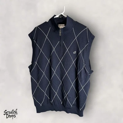 Fairway and Greene Vintage XL Men's Wool Argyle Golf Sweater Vest Navy Blue V08 - Image 1 of 4