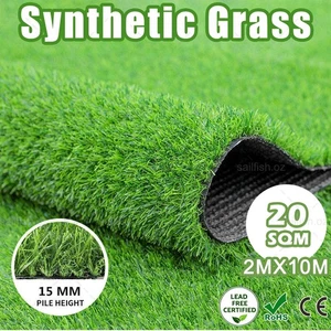 10 SQM Artificial Grass Synthetic Turf Plastic Fake Plant Lawn Flooring Green - Picture 1 of 12