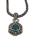 Bjc Samuel Benham 18K 925 Sterling Silver Emerald Green Stone Pendant Necklace