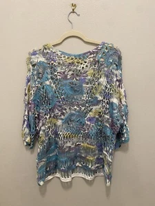 Blusa de ganchillo Adore NUEVO CON ETIQUETAS para damas cuello redondo colores pastel talla grande colores pastel - Imagen 1 de 10