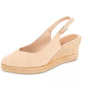Patricia Green Tan Suede Espadrille Wedges Sling back Sandals Sz 7 Spain EUC - Picture 1 of 8