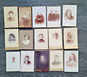 15 Midwestern Cabinet Cards, Men Women Children, Michigan, Indiana, 1890s