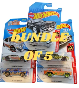 Hot Wheels Lot of 5 '77 Pontiac firebird, '55 nomad, '68 cougar, '69 super bee - Picture 1 of 2