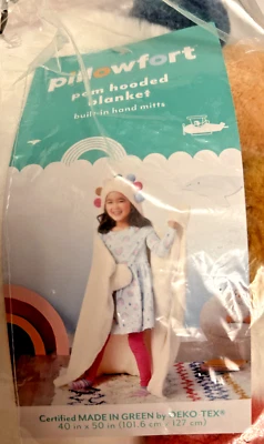 ¡¡NUEVO!! Manta con capucha pompón para niños con guantes de mano incorporados 40x50 de Oeko-Tex Foto 1 de 4