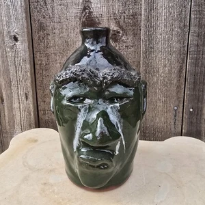 Folk Art Pottery Crying Eyes Sad Face Jug by Billy Joe Craven | 9" x 5" - Picture 1 of 9