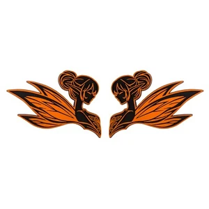 Fairy Emblem Orange 3D Badge Decal Set of 2 Auto Accessories for Car Truck SUV - Picture 1 of 6