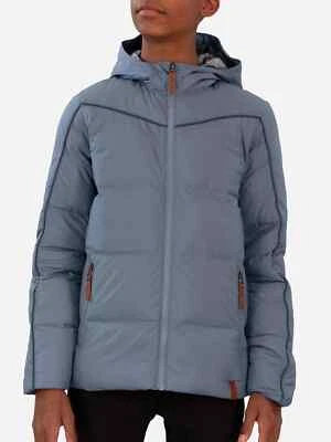 Obermeyer Puffy Jacket Boys James Slated Blue Hooded Zip Up Junior  Sz Small NWT - Image 1 of 4