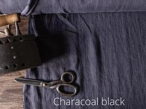 Charcoal Black Linen Fabric by the Yard – Soft Material for Sewing & Upholstery - Picture 1 of 4
