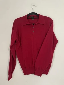 VTG Cortina Men’s Large 100% Merino Wool Made In Italy Red Collared Sweater - Picture 1 of 8
