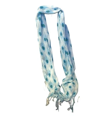 Bufanda vintage pluma de pavo real azul verde con flecos finales 60 x 24 rectángulo Foto 1 de 4