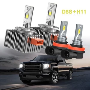 Combo D5S+H11/H8 LED Headlights Replace HID Xenon Bulbs Super Bright White 6000K - Picture 1 of 23