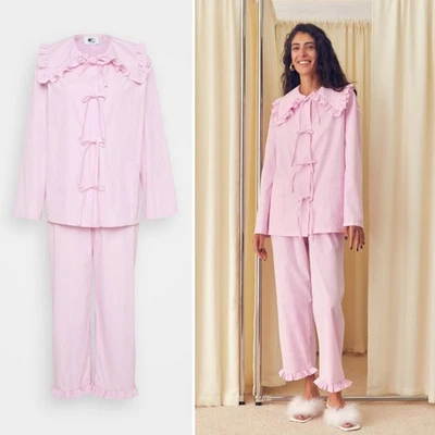 NUEVO AGOTADO Free People Conjunto de Pantalones Top con Volantes de Líbido Rosa Rayas para Dormir Nuevo con Etiquetas XL Foto 1 de 4
