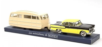 NOREV - SIMCA Vedette Chambord 1958 amarillo pajizo y negro y caravana Hénon... Foto 1 de 3