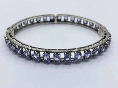 Hermoso Brazalete Vintage Plata de Ley y Facetado Medio Azul Violeta Tanzanita Foto 1 de 4