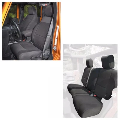 Rugged Ridge Neoprene Black First & 2nd Row Seat Covers for 07-10 Wrangler 4Dr Foto 1 de 4