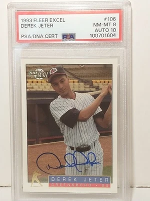 Fleer Excel #106 Hornets Derek Jeter Yankees Hof 1993 PSA casi nuevo-como nuevo 8 ADN automático 10 Foto 1 de 2