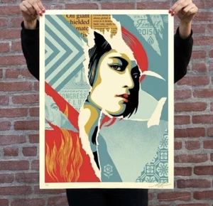 Shepard Fairey Obey NIÑA ASIÁTICA Firmado Numerado Serigrafía xx/550 RARO - Imagen 1 de 2