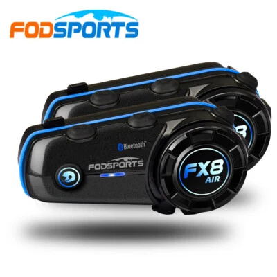 2X FODSPORTS FX8 AIR Motorcycle Intercom Bluetooth Headset Helmet HIFI Sound 1km - Image 1 of 4