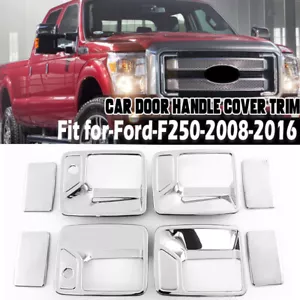 Chrome Door Handle Cover Trim w/ PSK For Ford F250 F350 F450 Super Duty 2008-16 - Foto 1 di 10