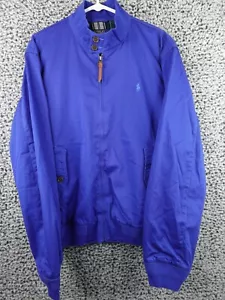Polo Ralph Lauren Harrington Jacket L Blue Bomber Plaid Lined Zip Front - Picture 1 of 18