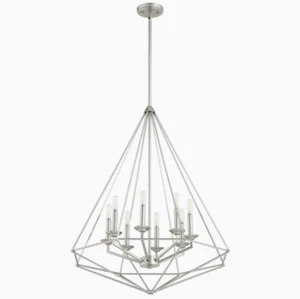Quorum International Bennett 8-Light Pendant, Satin Nickel, 28.5"Wide, 33"Tall - Picture 1 of 1