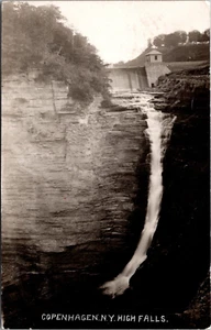 COPENHAGEN, NEW YORK - HIGH FALLS - 1915 - OLD REAL PHOTO POSTCARD - Picture 1 of 2