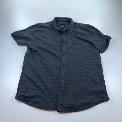Prana Button Up Shirt Mens Extra Large XL Gray Organic Cotton Striped Causal - Image 1 of 4