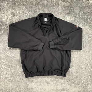 Footjoy Golf Windbreaker Jacket Mens Medium M Black Mock Neck 1/4 Button Hiking - Picture 1 of 15