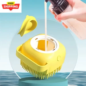 Dog Bath Brush Silicone Pet Shampoo Brush Soap Dog Scrubber Cat Massage Grooming - Picture 1 of 16
