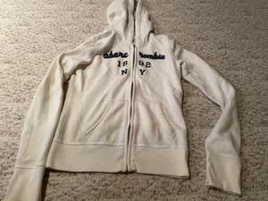 Abercrombie kids white hoodie cardigan navy size XL - Picture 1 of 3
