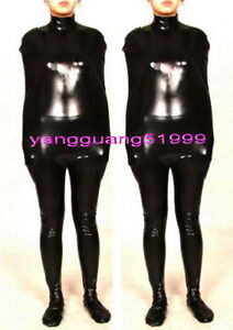 Czarny błyszczący metaliczny kombinezon mumia kostiumy unisex śpiwór body worki F138