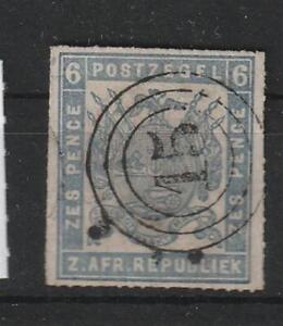 TRANSVAAL (23m286) sg 27 1872 - 6d blue with superb target cancel