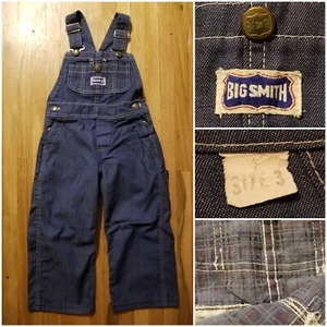 Vintage BIG SMITH Toddlers Size 3 Denim Overalls Button Fly - Picture 1 of 9