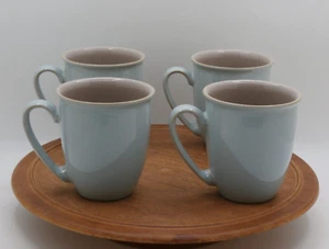 Vintage Denby England Kaffeetassen Set/4 Lt. Blau & Haferflocken Interieur SCHÖNES SET A - Bild 1 von 19