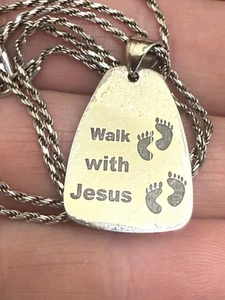 "Cadena 925 de 18"" de plata de ley de colección para caminar con Jesús colgante" - Imagen 1 de 6