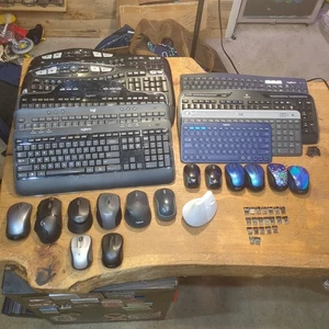 Large Wireless Logitech Lot - 9 Keyboards, 15 Mice, & 21 Recievers - Picture 1 of 8