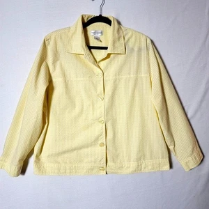 Drapers & Damons Womens Seersucker Jacket XL Button Front Yellow & White Stripe - Picture 1 of 13