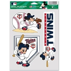 MINNESOTA TWINS MICKEY MOUSE DISNEY 3-MULTI USE DECALS FAN PACK NEW WINCRAFT - Picture 1 of 1