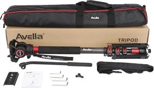 Avella Carbon Fiber Video Monopod Tripod Stand Kit With Fluid Head, Camera Stand - Picture 1 of 9