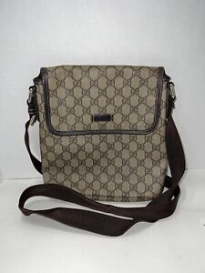 Gucci Brown Canvas Messenger Bag Crossbody