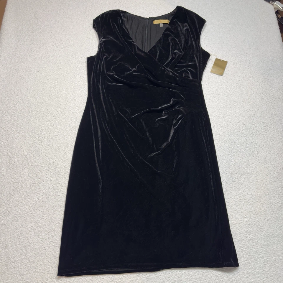 Новый с Ярлыками Nipon бутик женщин платье винтажный черный бархат искусственного надежном V шеи с подкладкой размер 18 - Изображение 1 из 4