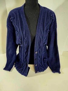 Damen Worthington schwerer Pullover Strickjacke Größe M Navy Vintage  - Bild 1 von 8