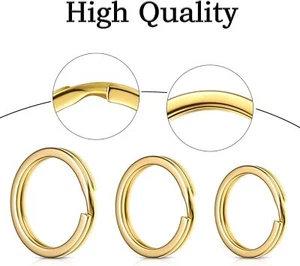 Gold-Brass Plated Stainless Steel Split Ring Key loop Link Hoop Craft Findings - Picture 1 of 17