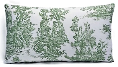 Funda de almohada decorativa lumbar French Country Green Toile 12x20 Foto 1 de 4