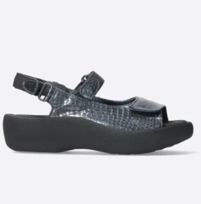 WOLKY Women's JEWEL Hook & Loop Ankle Strap Sandal, Anthracite Croco, SZ EU 42 - Image 1 of 4