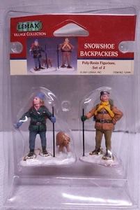 VINTAGE 2001 LEMAX "SNOWSHOE BACKPACKERS" PORCELAIN ACCESSORIES - Picture 1 of 12