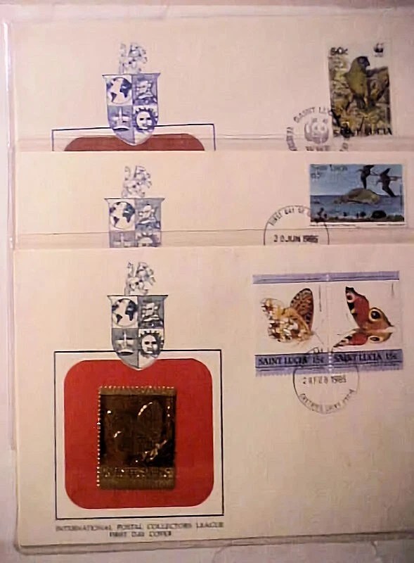 ST.LUCIA FDC GOLD FOIL 1980'S 3 DIFF - Image 1 of 1